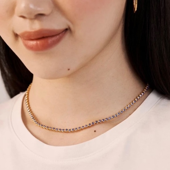 Monica Vinader Gold Vermeil Gemstone Essential Tennis Necklace - Picture 3 of 5